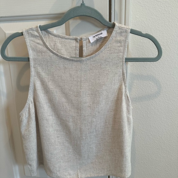 Red Dress Boutique Tops - White Tan Crop Tank Top